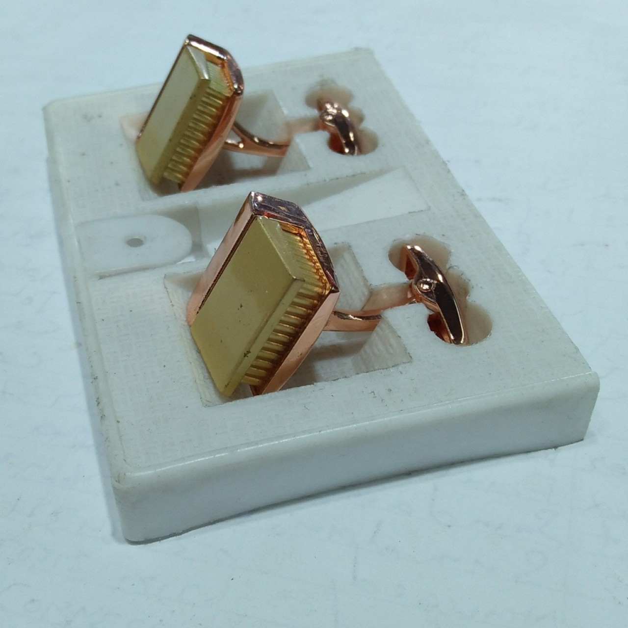 Copper & Golden Square Shaped Cufflinks Stud Set For Men