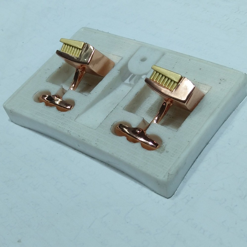 Copper & Golden Square Shaped Cufflinks Stud Set For Men