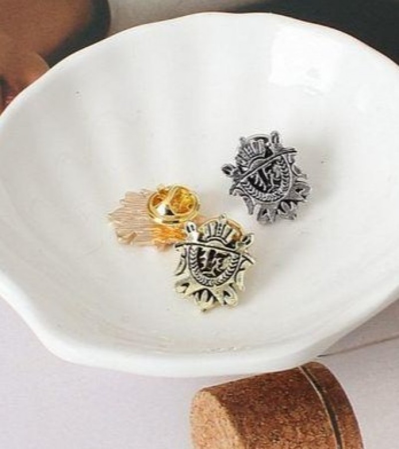 Crown Shield Brooch Shirt Pins Pair 1