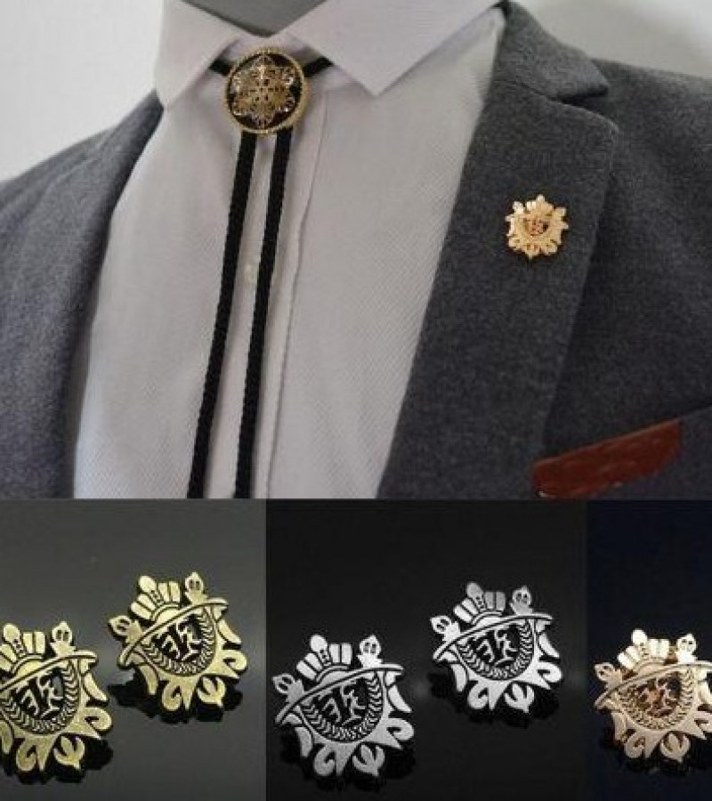 Crown Shield Brooch Shirt Pins Pair 1