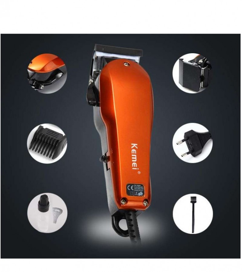 kemei KM-9012 Electric Hair Trimmer & Clipper - Orange & Black