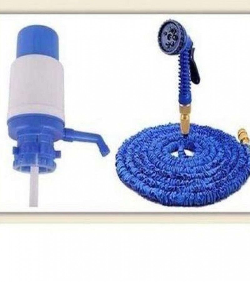 Pack Of 2 - Magic Hose Pipe 50Ft & Manual Water Pump
