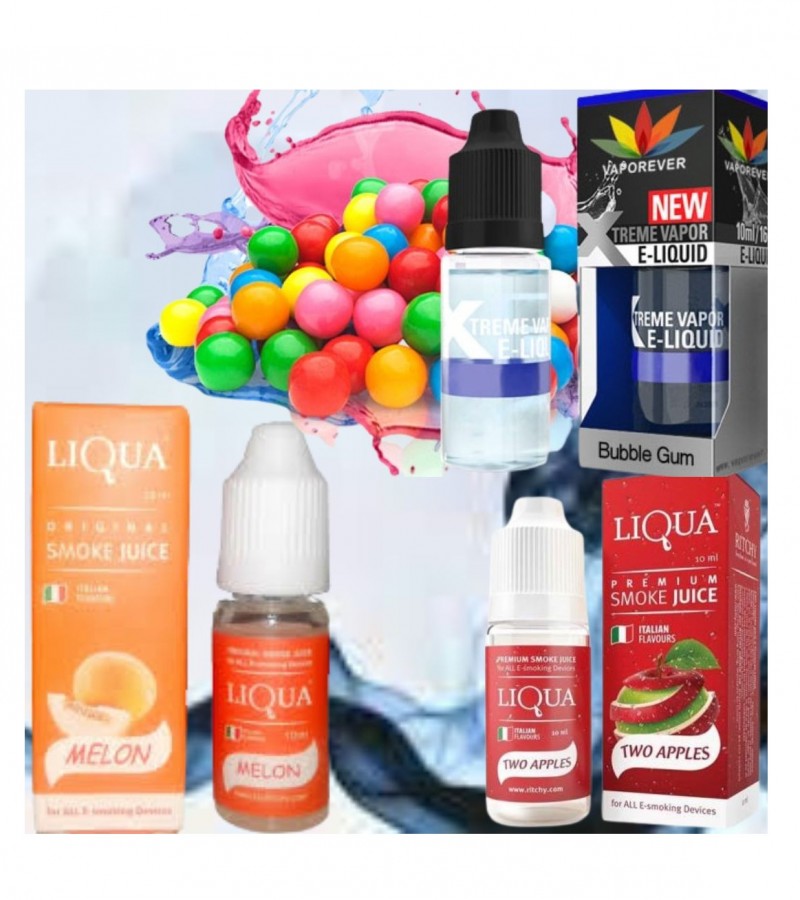 Pack Of 3(Bubble Gum, double apple, Melon) E-Liquid Vape Juice 10ml