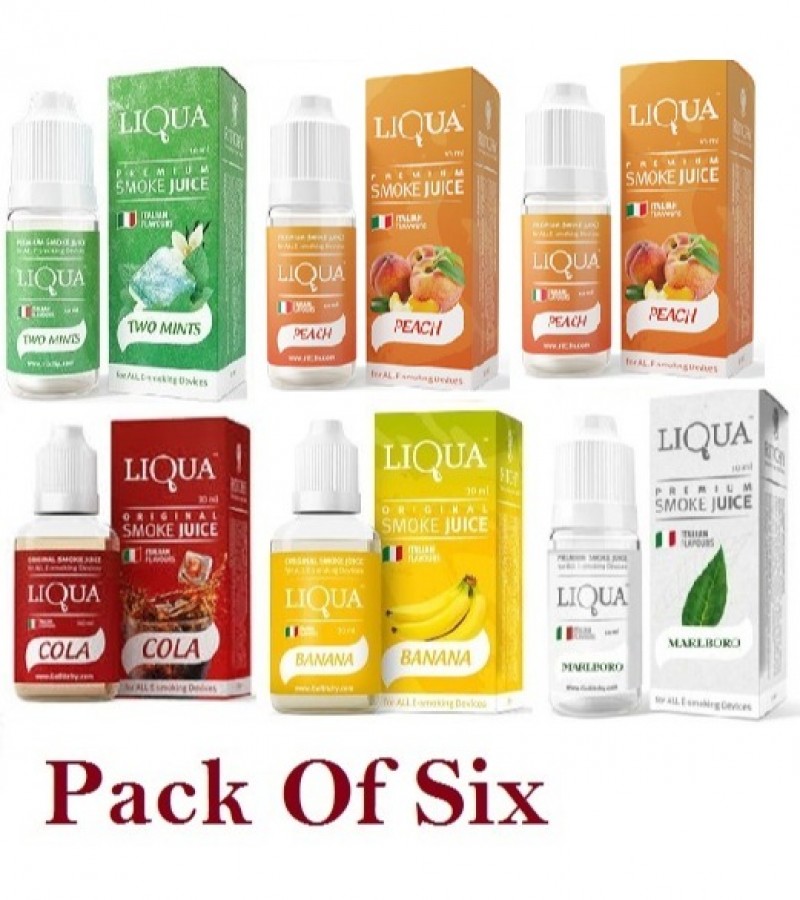 Pack oF 6 Liqua  Flavor / Cloud E Liquid Juice Oil Vape Shisha Pen Refill