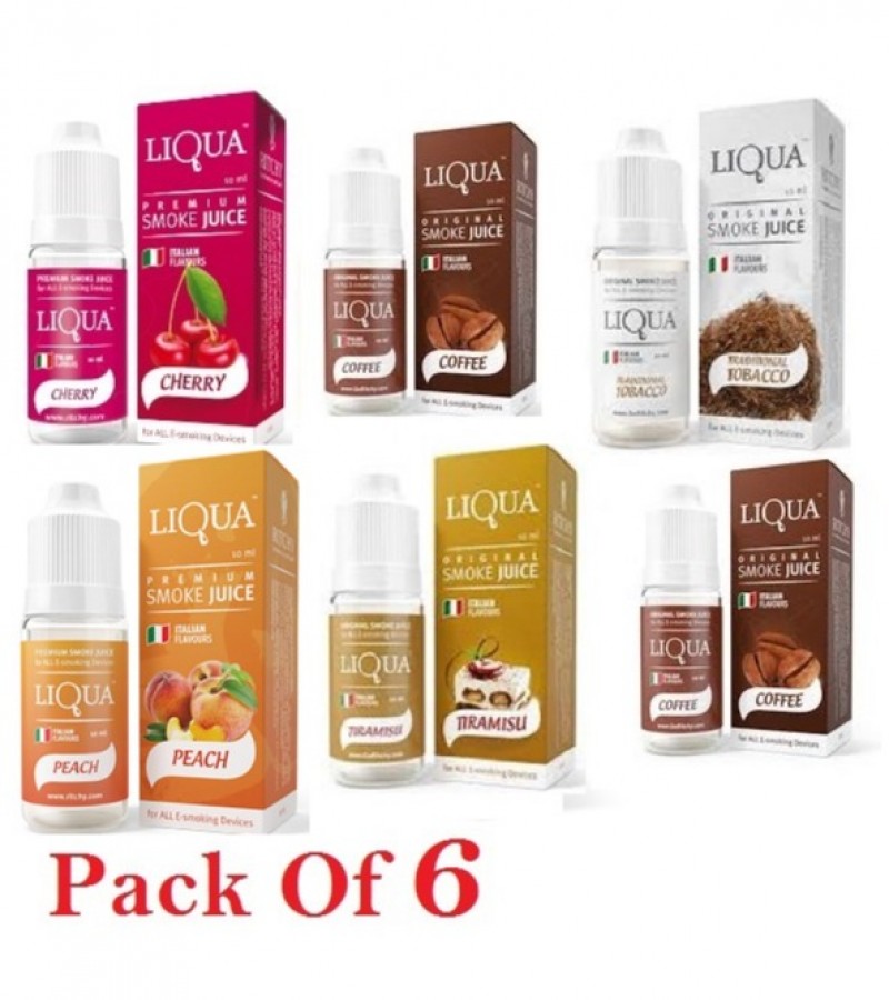 Pack Of 6 Liqua  Flavor / Cloud E Liquid Juice Oil Vape Shisha Pen Refill
