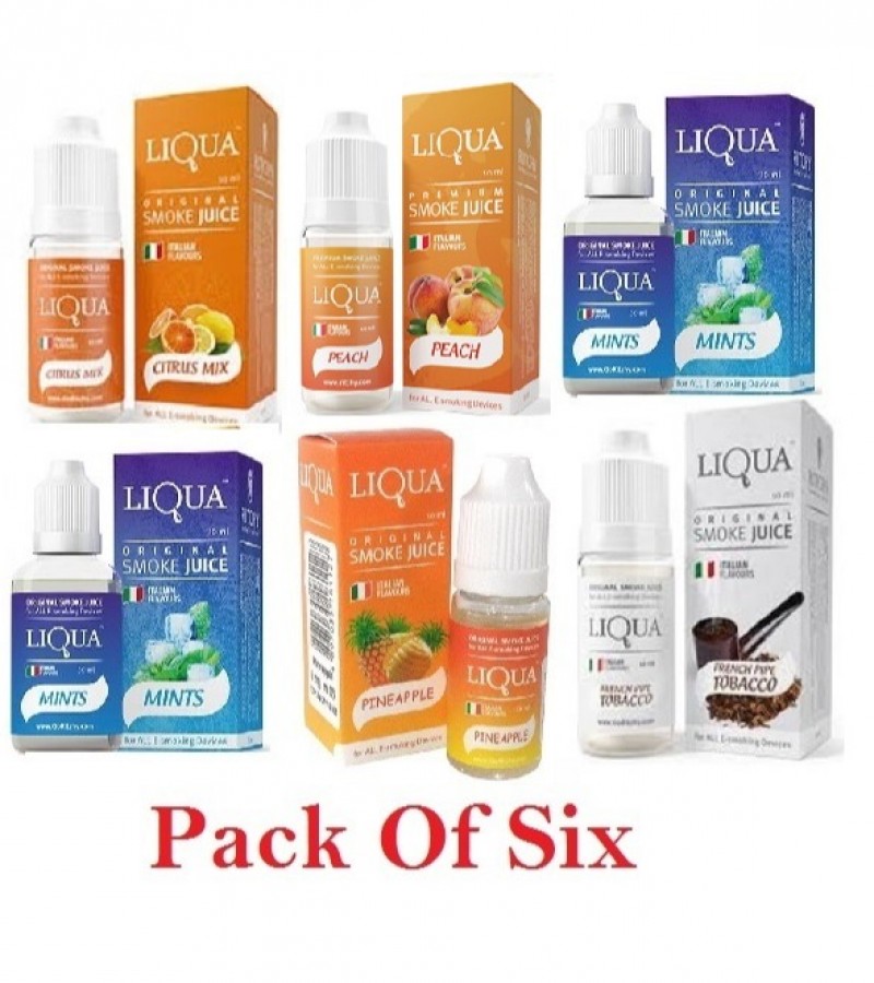 Pack Of Six Liqua  Flavor / Cloud E Liquid Juice Oil Vape Shisha Pen Refill