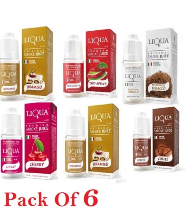 Pack Of Six Liqua  Flavor / Cloud E Liquid Juice Oil Vape Shisha Pen Refill
