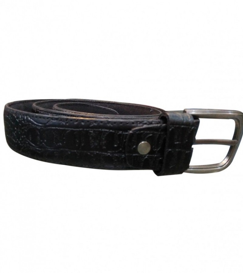 Premium Quality Black Crocodile Patent Leather Belt With Silver Buckle For Men