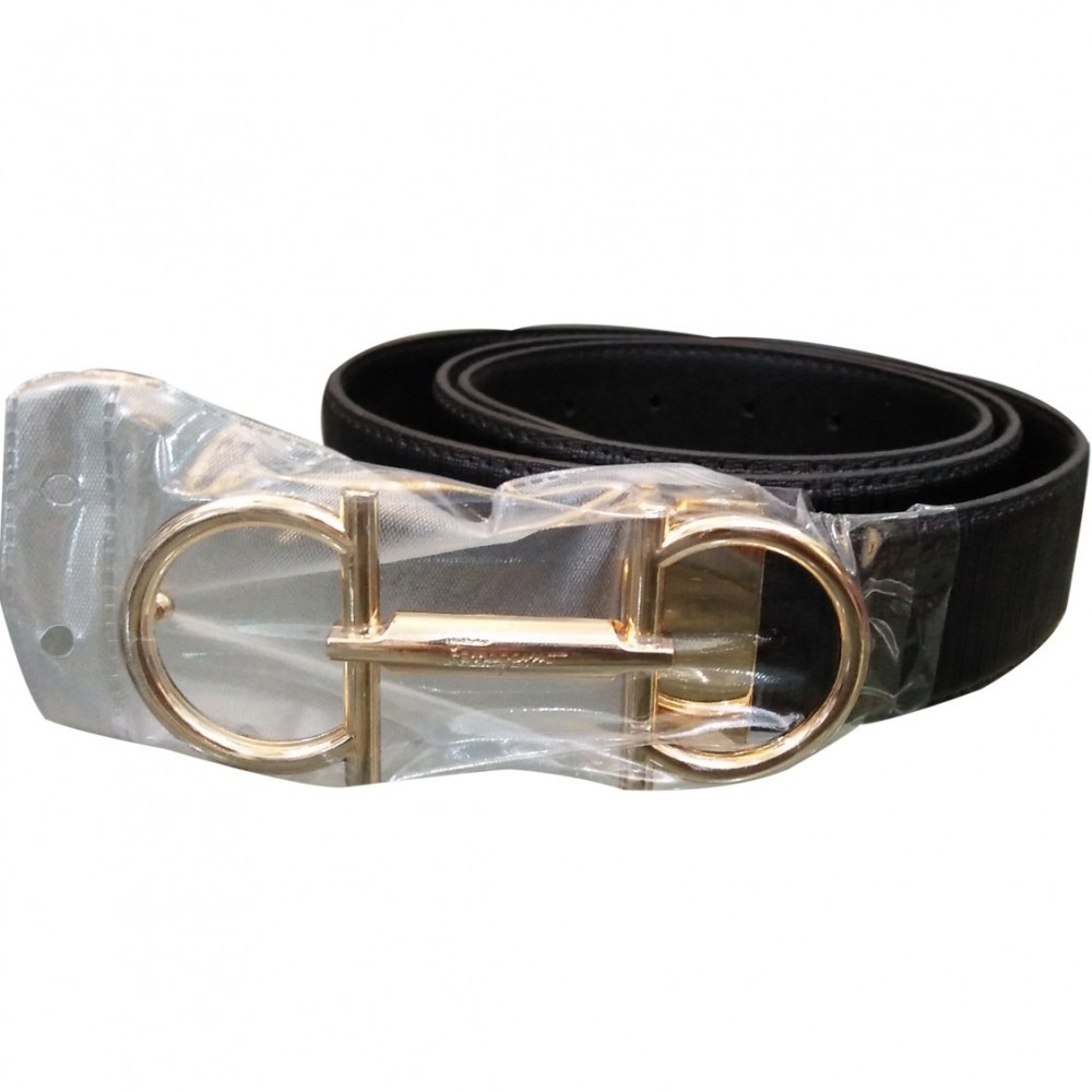 Premium Quality Ferragamo Leather Belt With Golden Buckle For Men