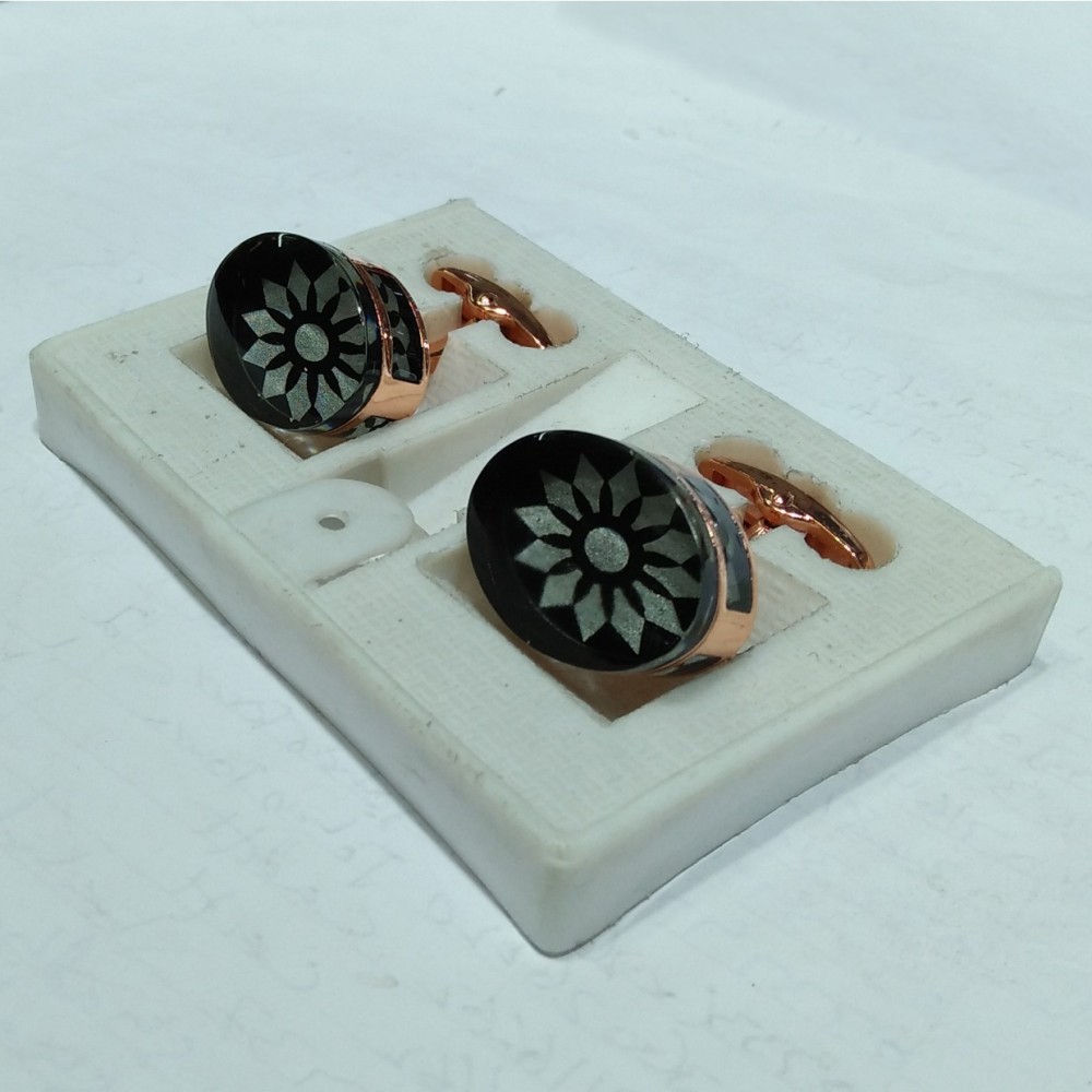 Premium Quality Oval Shaped Steel Cufflinks Stud Set For Men