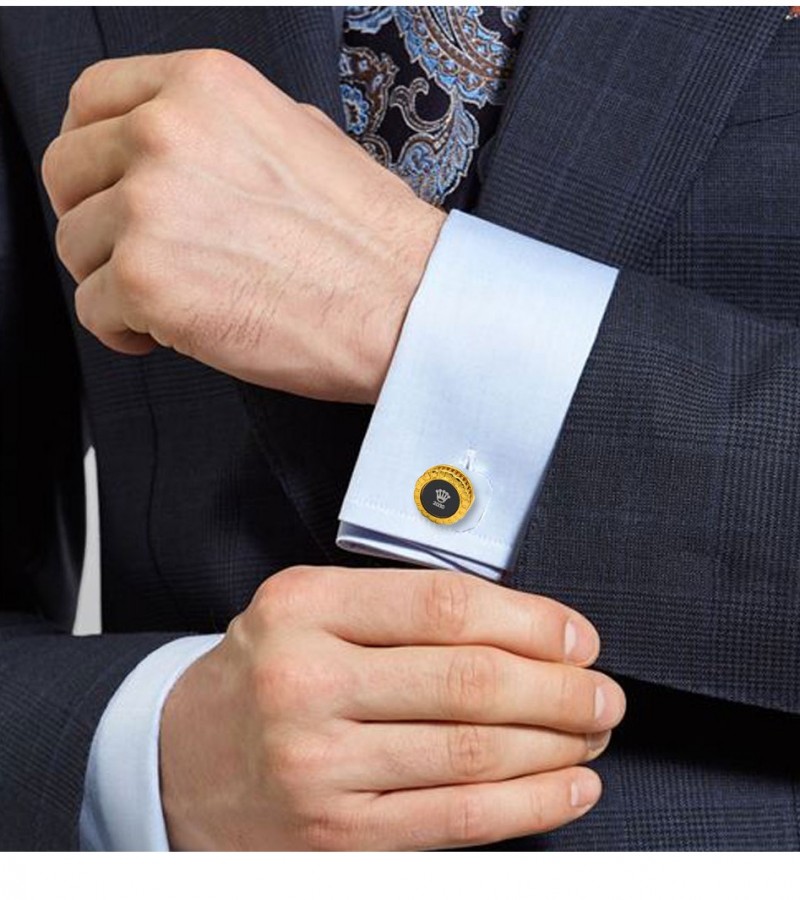 Round Golden Rolex Cufflinks  MC1684