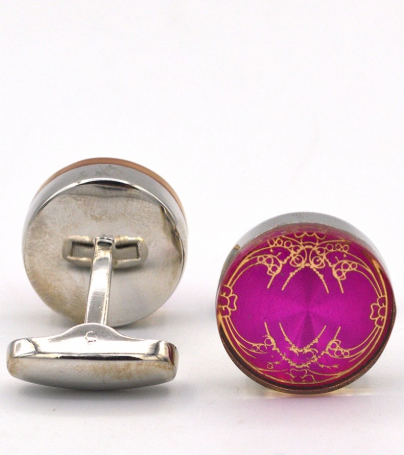 Round Pink Cufflinks