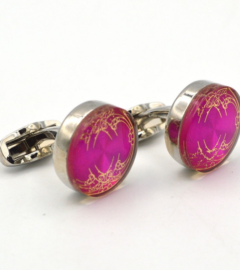 Round Pink Cufflinks