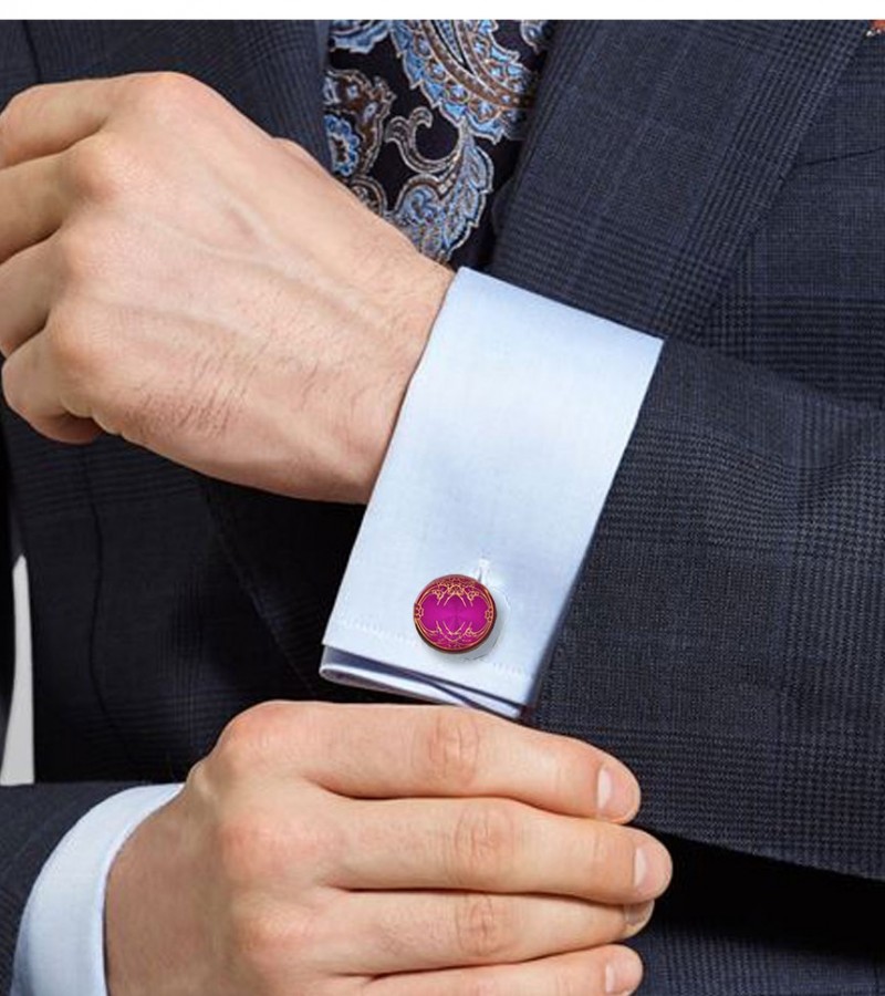 Round Pink Cufflinks