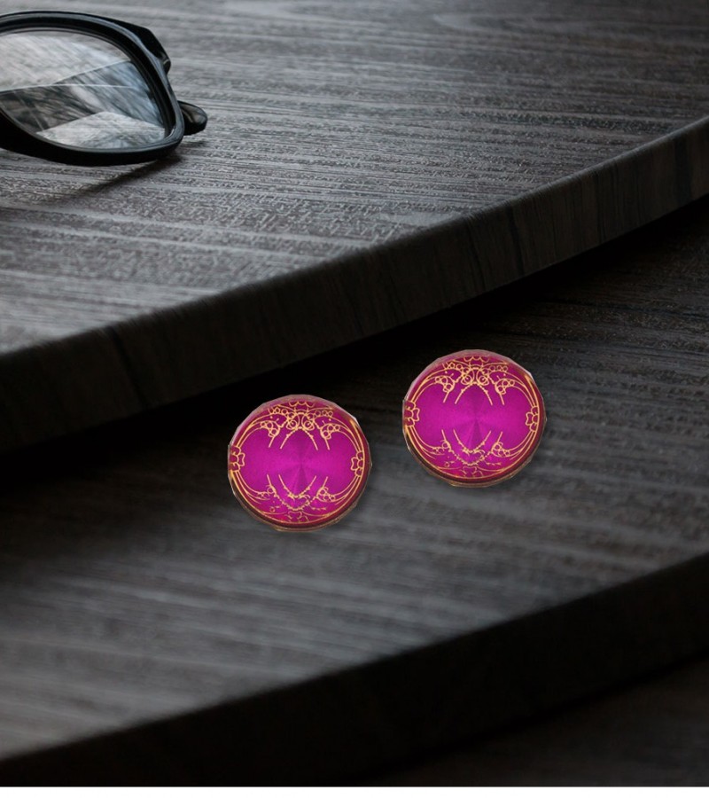 Round Pink Cufflinks