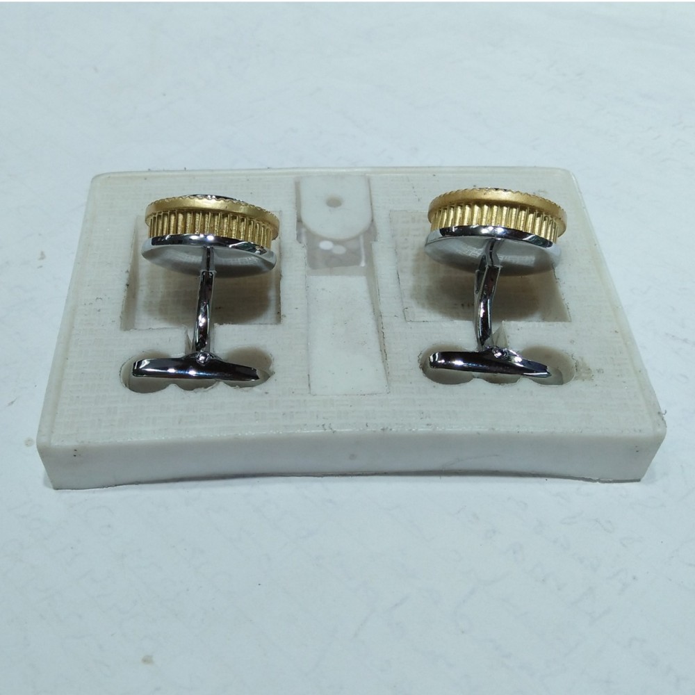 Silver & Golden Round Shaped Cufflinks Stud Set For Men