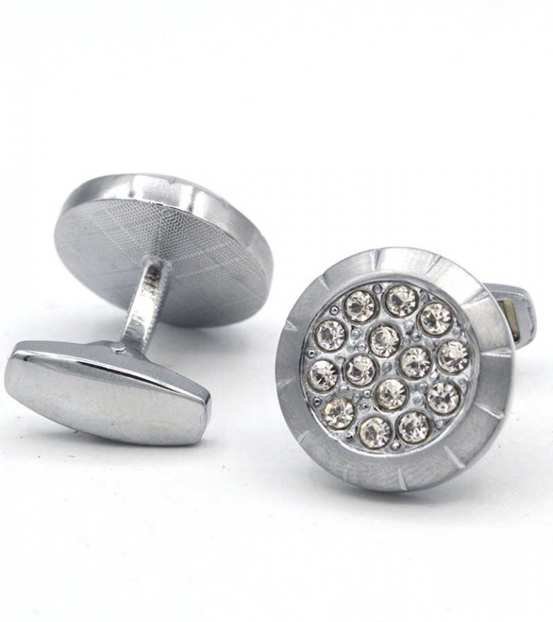Stylish Round Shape Crystal Cufflinks  MC1580