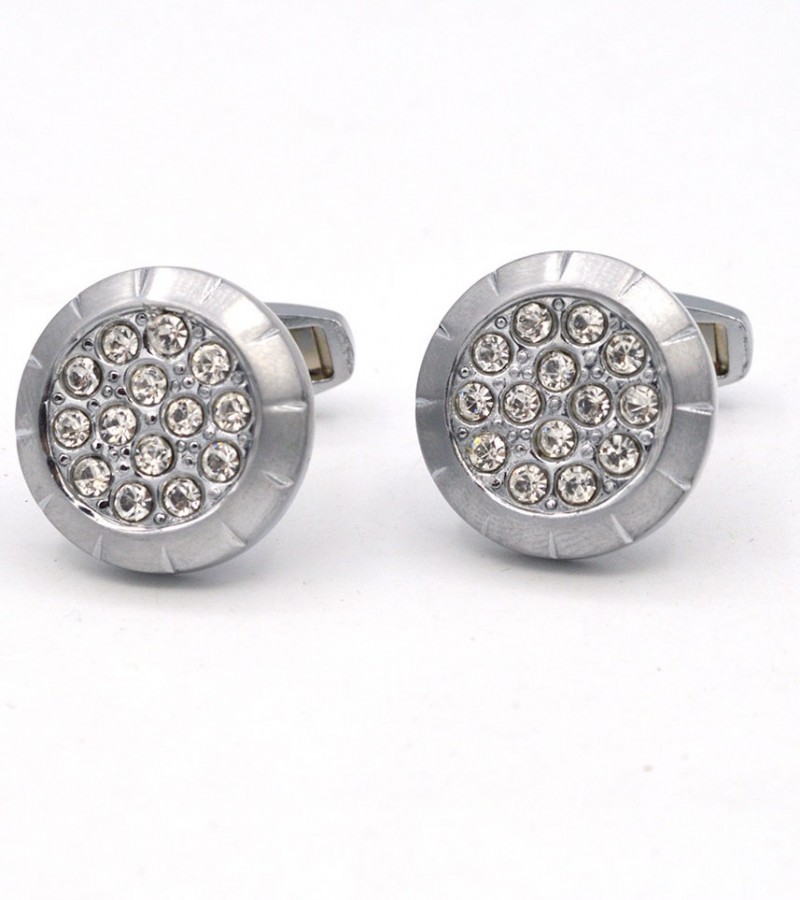Stylish Round Shape Crystal Cufflinks  MC1580