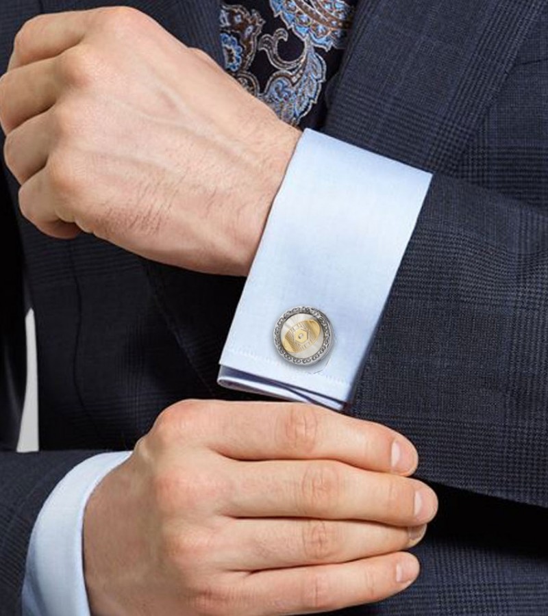 Stylish Yellow Stone Cufflinks  MC1574