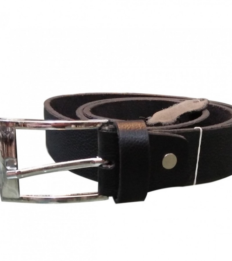 Top Quality Black Leather Belt With Chrome Buckle For Men