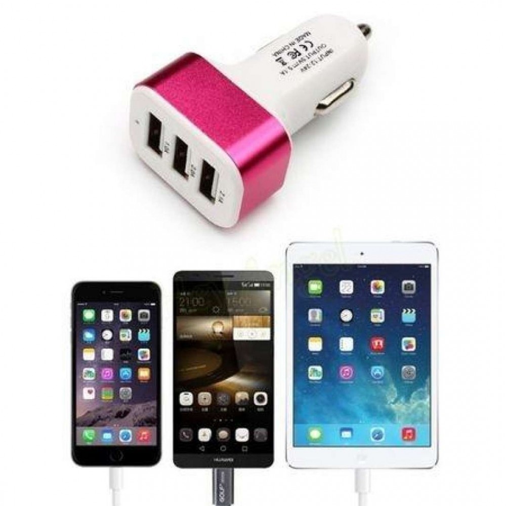 Triple Universal Usb Car Charger Adapter Socket 2A 2.1A 1A Car