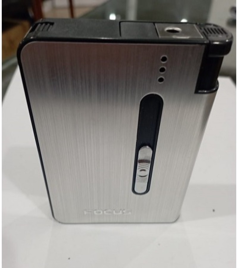 Cigarette Case Silver with Lighter