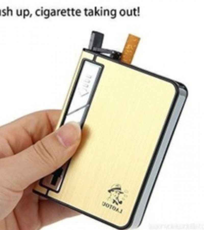 Fancy Golden Cigarette Case With Rechargeable Electric Lighter