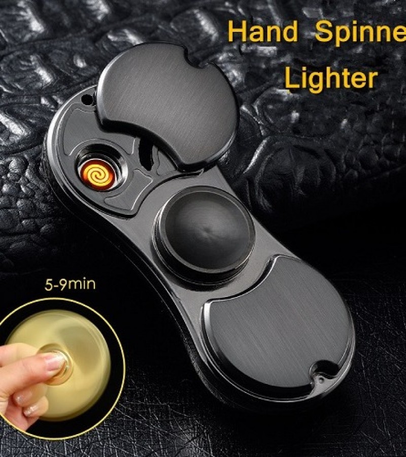 Hand Spinner USB Electric Lighter LED Strips Finger Spinner Metal Windproof Turbo Lighter