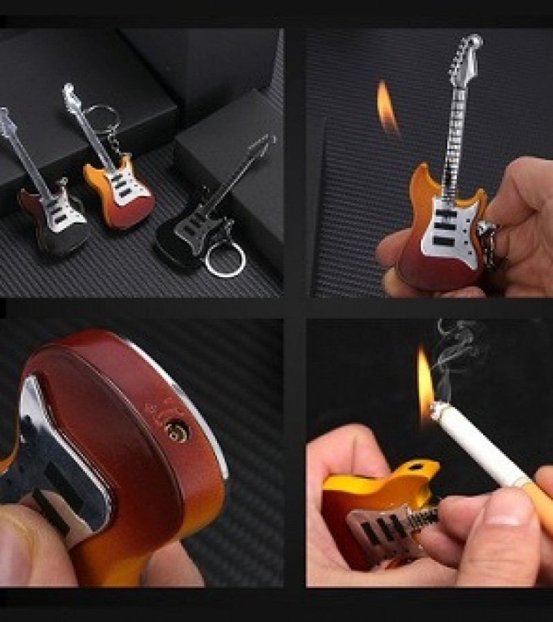 Metal Novelty Guitar Lighter Men Gift Mini Cute Candle Butane Lighter