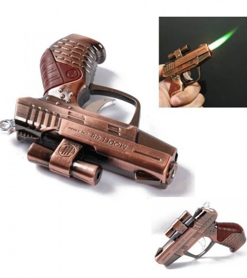 Mini Pistol Gas Lighter With Laser