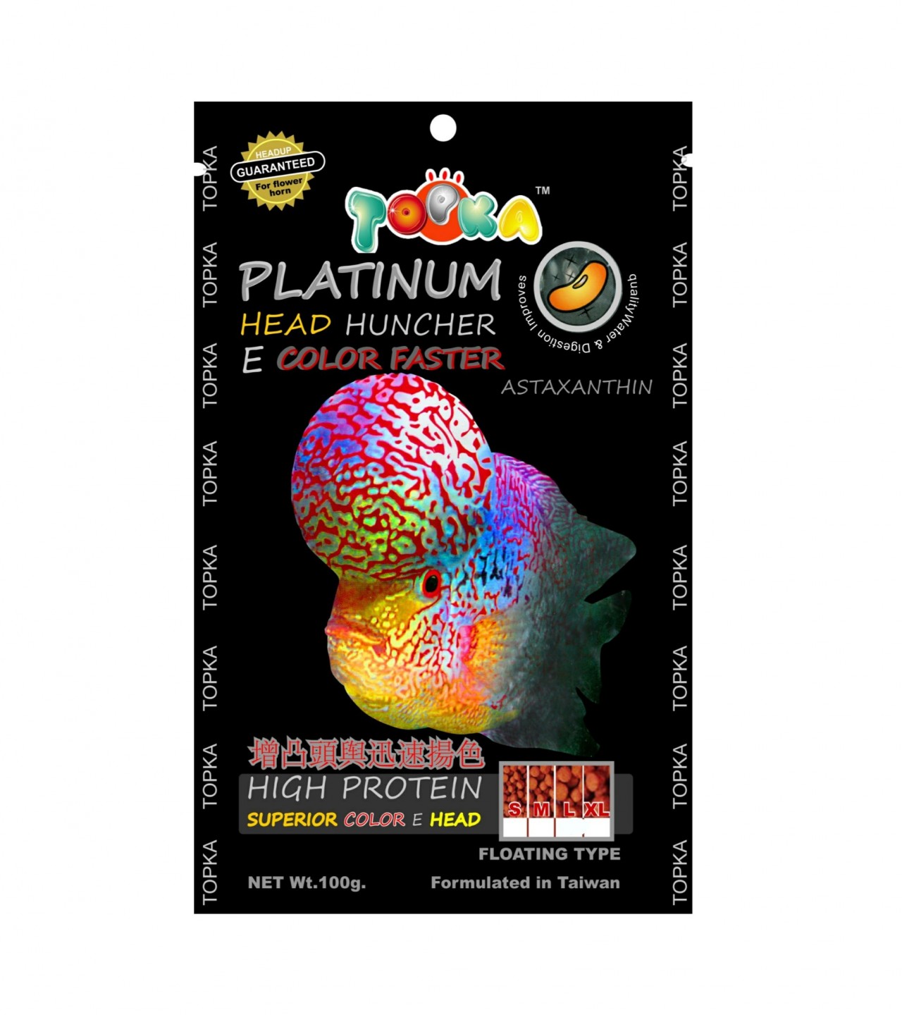 Topka Platinum Head Huncher And Color Enhancer Flower Horn Fish Food 100g