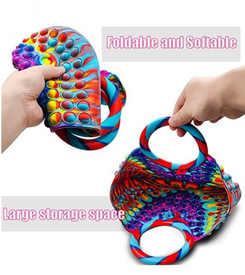 Silicone Soft Bubble Fidget Toy Handbag with Handle Pop It Purse Size L 10.5*10inches with handle