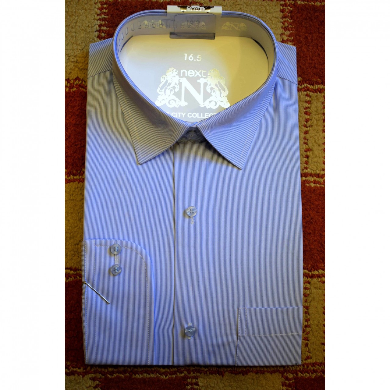 Pin Stripes Formal Shirt For Men - Double Needle Stitching - Sky Blue
