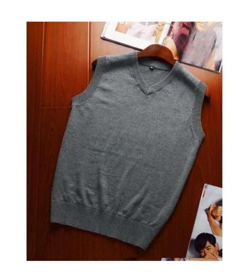 Sleeveless Gray Sweater Solo Export Quality