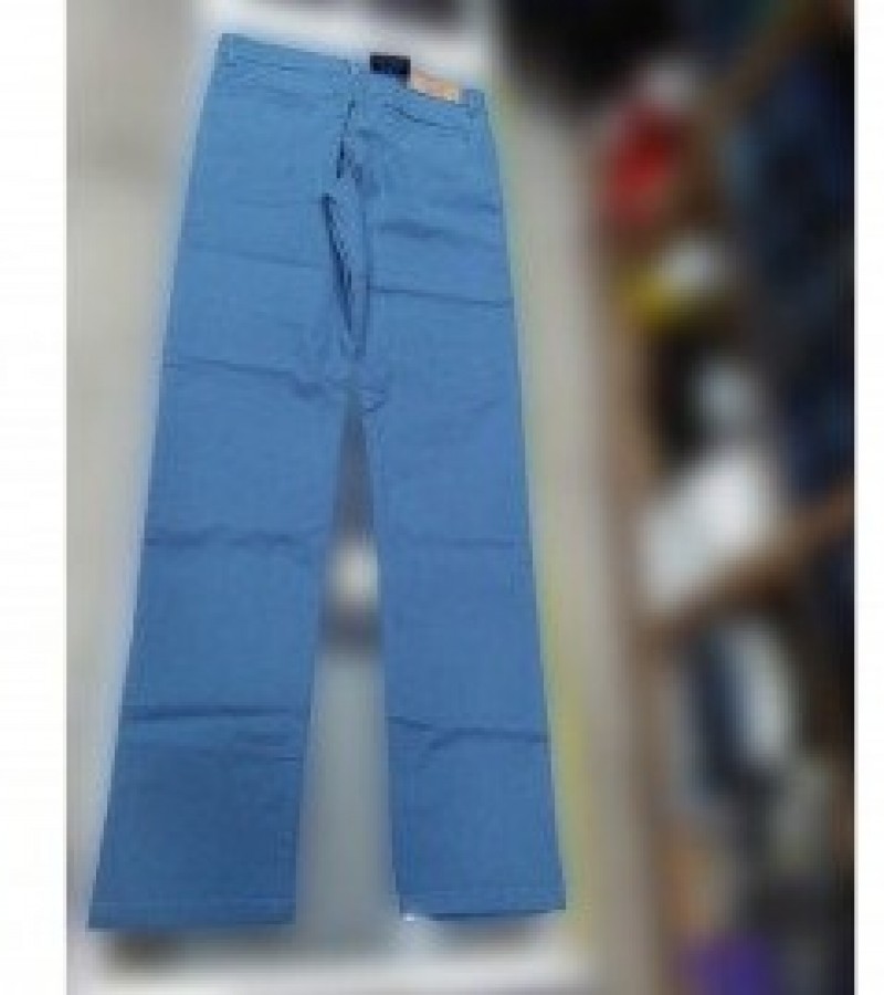 Slim Fit Cotton Pant For Men - Blue - 30 to 36