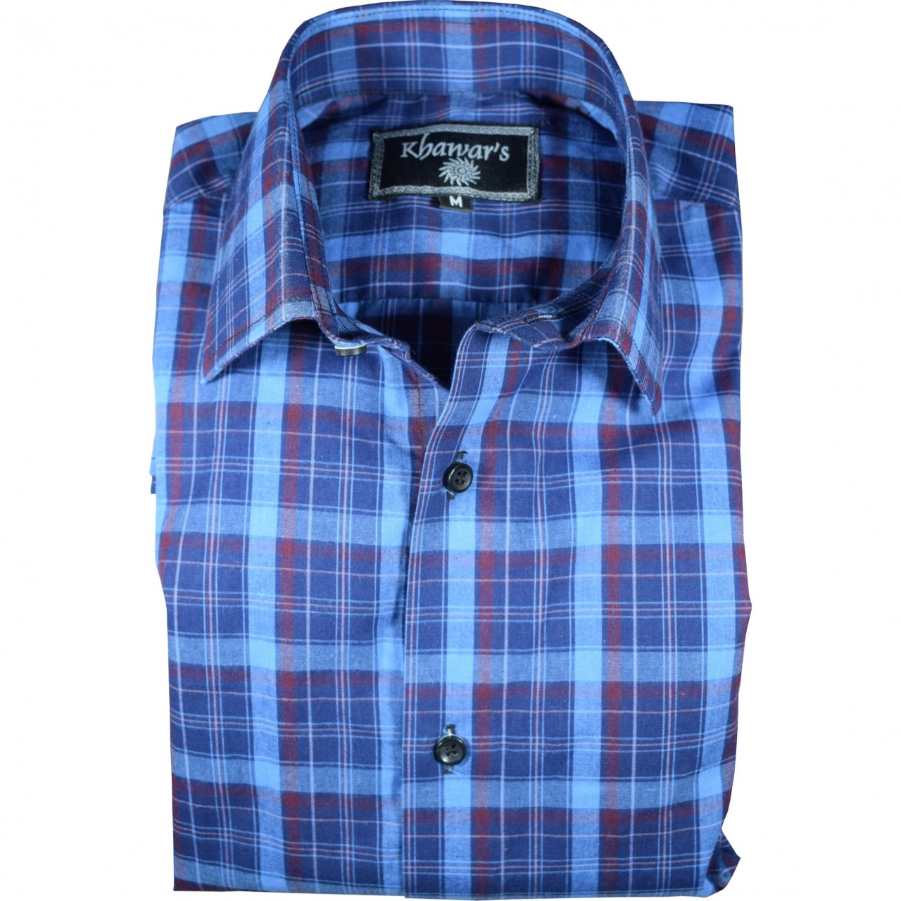 Slim Fitting Semi Formal Shirt for Men in Dark Blue Check