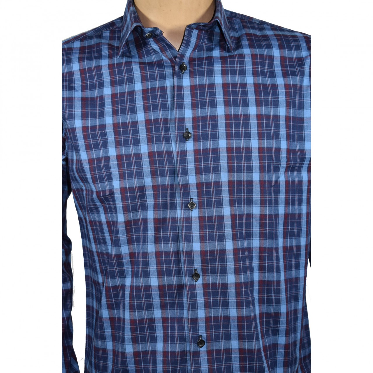 Slim Fitting Semi Formal Shirt for Men in Dark Blue Check