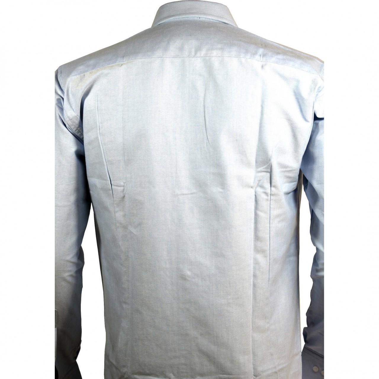 Slim Fitting Shirt for Men in Sky Blue & Plain Black Cotton