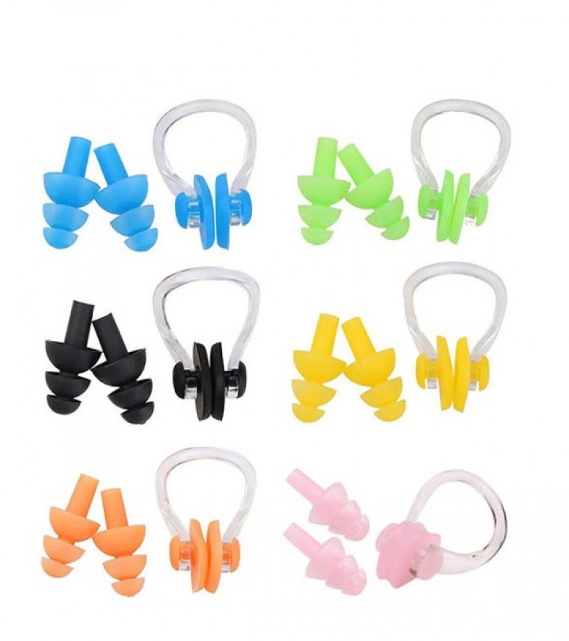 Case Swimming Water Pool Sea New 7 Colours Silicone Ear Plugs & Nose Clip Set 