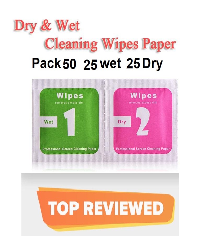 50 Sets of Wipes Dust/Dirt Removal Wet and Dry Cleaning Wipes for Camera Lens LCD LED Screens