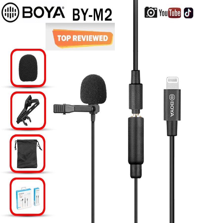 BOYA BY M2 Digital Omnidirectional Lavalier Microphone BY-M2 for iOS Devices Recorder