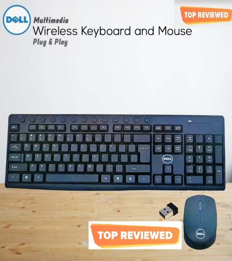Dell_ KM816 Wireless Keyboard and Mouse Light Weight Keyboard Soft Button Combo plug And Play