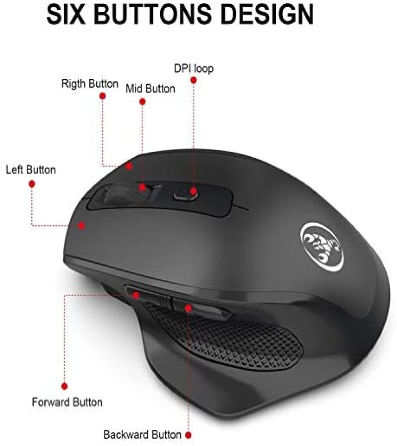 HXSJ T28 Rechargeable Wireless Mouse with 6 Buttons Adjustable DPI