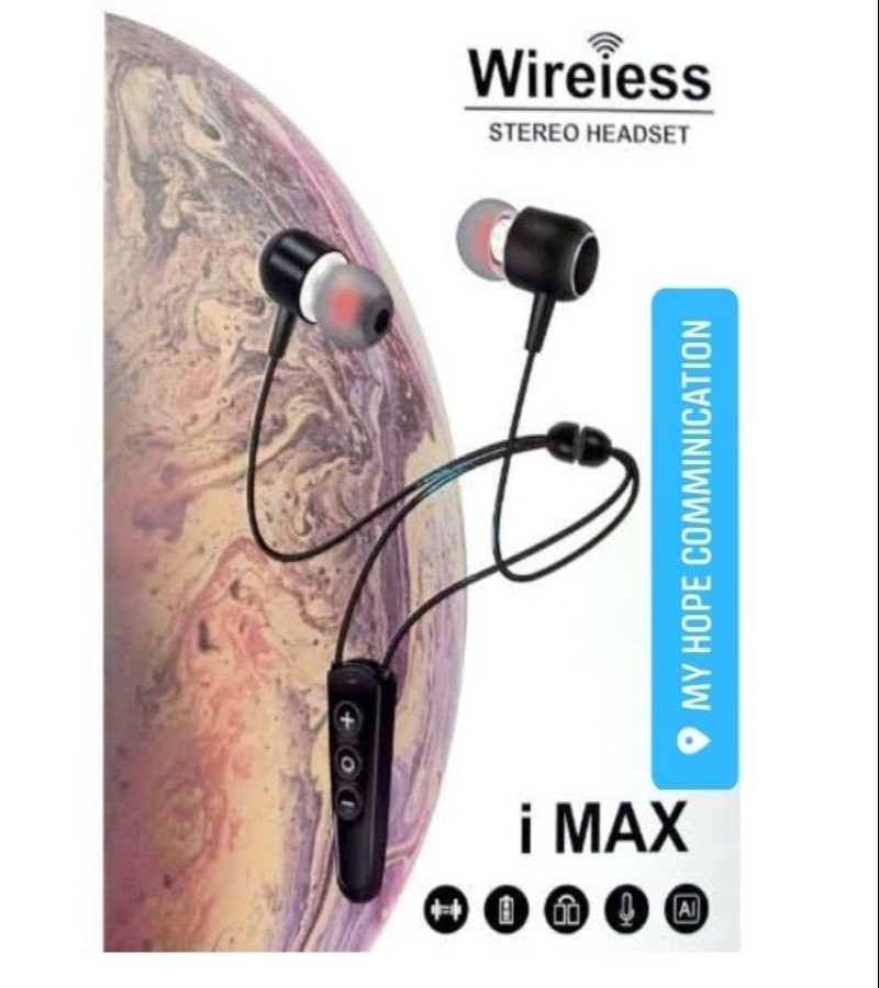 i Max Headset magnetic Genuine Bluetooth Handsfree with mic and charging slot