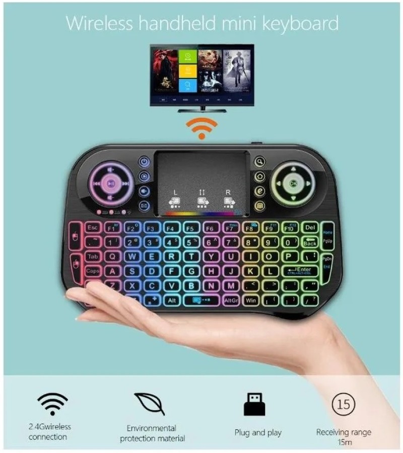 i10 Mini Wireless Keyboard, Smart TV Keyboard
