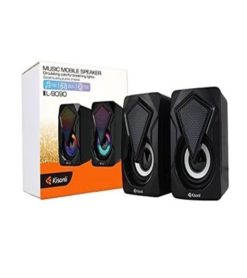 Kisonli L9090 Colorful RGB Lights USB Wired Computer Speakers