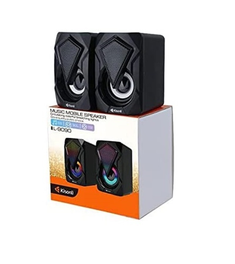 Kisonli L9090 Colorful RGB Lights USB Wired Computer Speakers