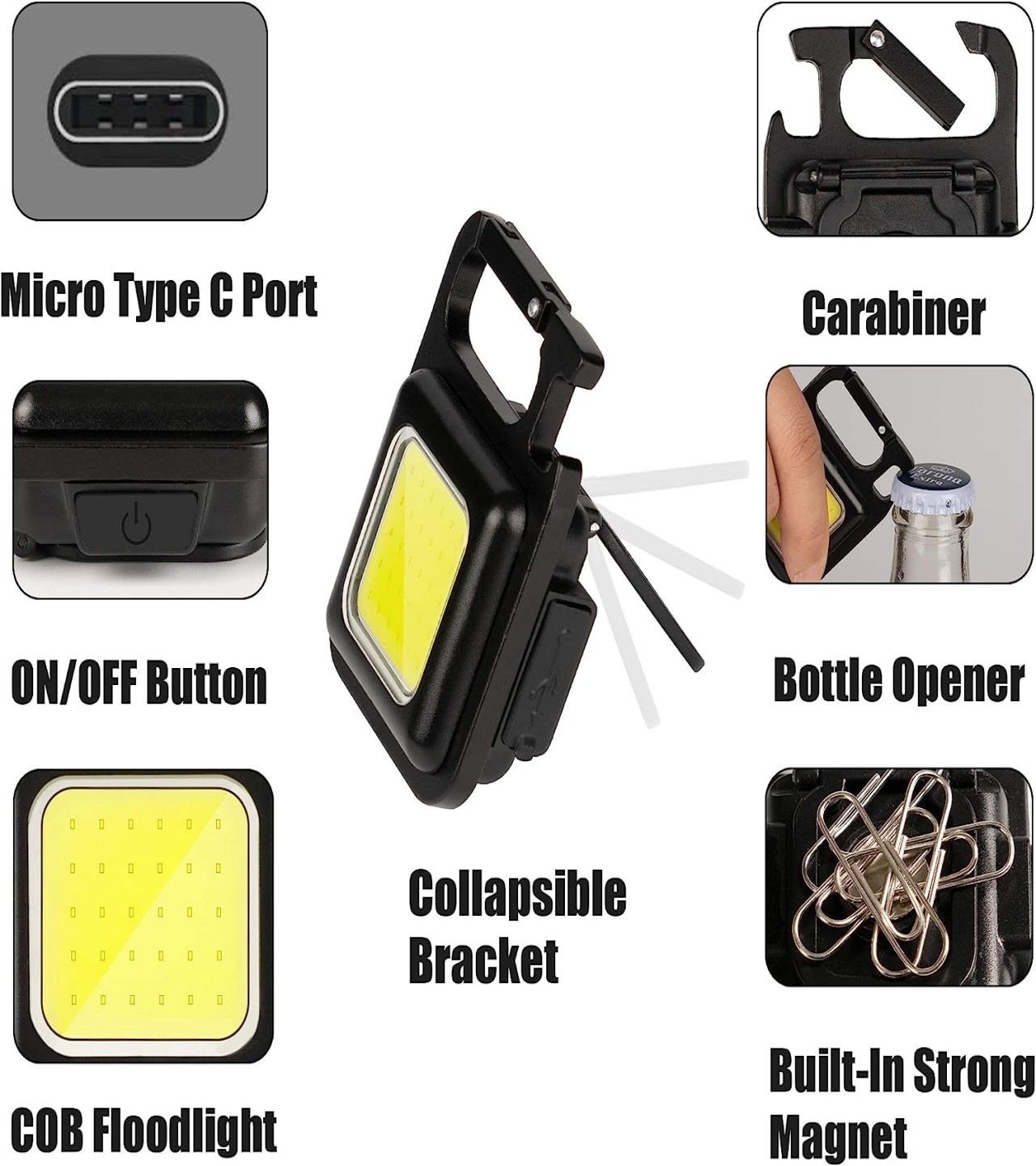 Mini Flashlight,COB Bright Rechargeable Keychain Flashlights