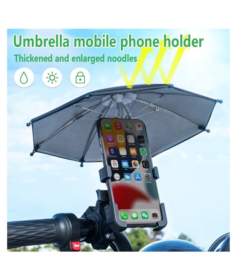 Motorcycle Bicycle Umbrella Sunshade Waterproof Sunproof Phone Holder Bike