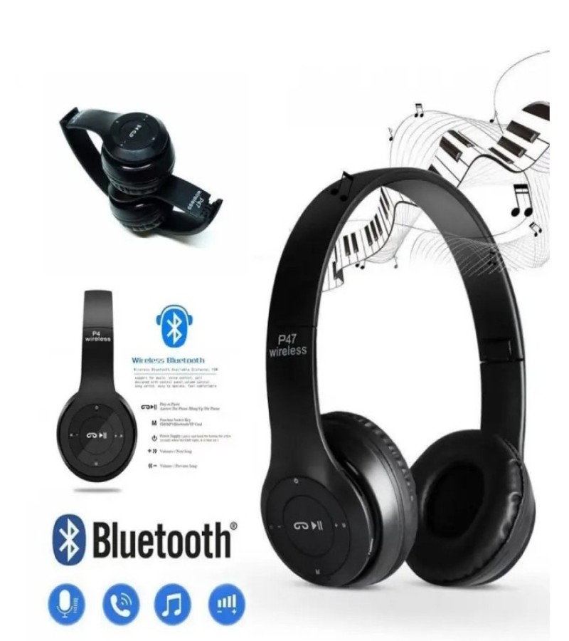 MTR P47 Wireless Bluetooth Headphone,Memory Card Support,Fm Radio Enabled and Big Battery